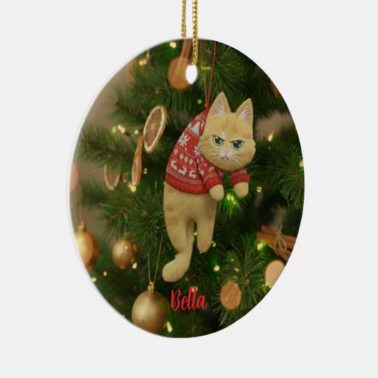 Custom Name Funny Grumpy Cat Christmas Ornament (Rechts)