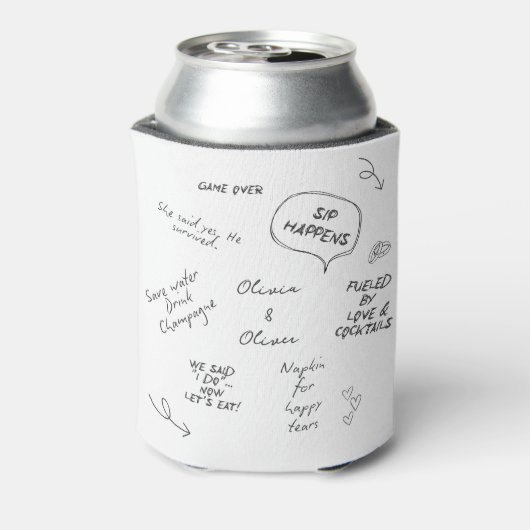 Custom name, funny love note handwriting wedding blikjeskoeler (Blikje Achterkant)