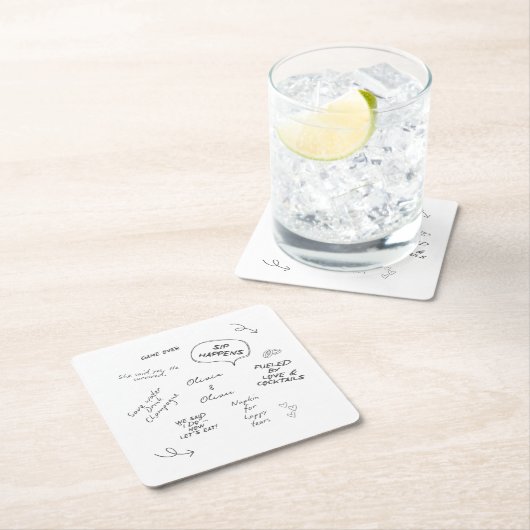 Custom name, funny love note handwriting wedding kartonnen onderzetters (Insitu)