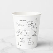 Custom name, funny love note handwriting wedding papieren bekers (Achterkant)