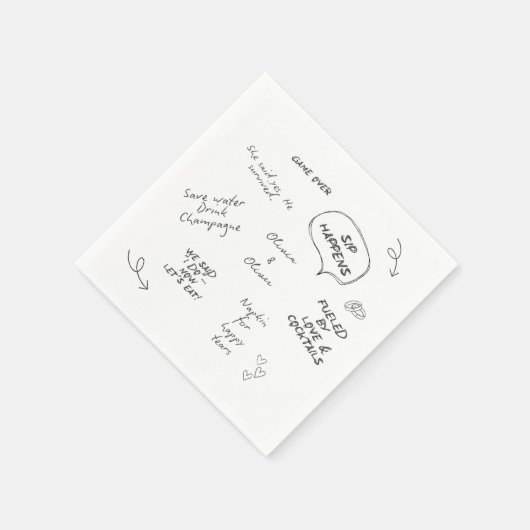 Custom name, funny love note handwriting wedding servet (Hoek)