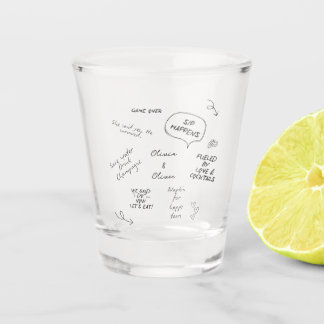 Custom name, funny love note handwriting wedding shot glas