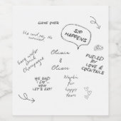 Custom name, funny love note handwriting wedding wijn etiket (Enkel label)