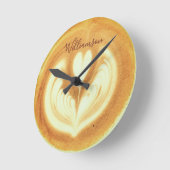 Custom Name Funny Retro Coffee Cappuccino Lover  Ronde Klok (Hoek)