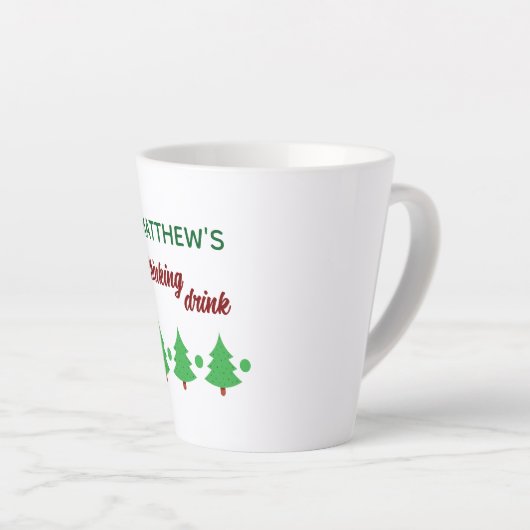 Custom Name Funny Thinking Drink Christmas Trees Latte Mok (Rechterhoek)
