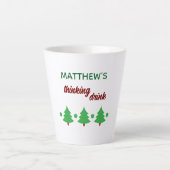 Custom Name Funny Thinking Drink Christmas Trees Latte Mok (Voorkant)