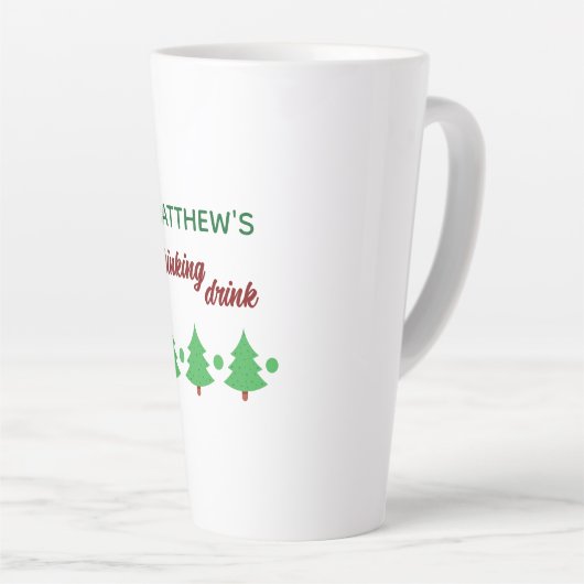 Custom Name Funny Thinking Drink Christmas Trees Latte Mok (Rechterhoek)