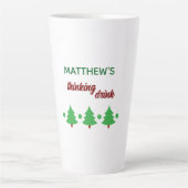 Custom Name Funny Thinking Drink Christmas Trees Latte Mok (Voorkant)