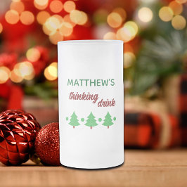 Custom Name Funny Thinking Drink Christmas Trees Matglas Bierpul