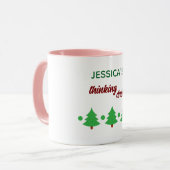 Custom Name Funny Thinking Drink Christmas Trees Mok (Voorkant links)