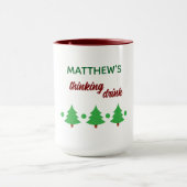 Custom Name Funny Thinking Drink Christmas Trees Mok (Midden)