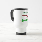 Custom Name Funny Thinking Drink Christmas Trees Reisbeker (Voorkant links)
