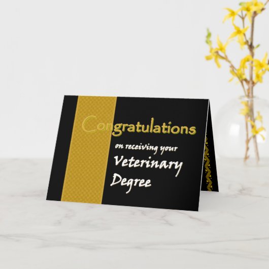 CUSTOM NAME Gefeliciteerd - Veterinair diploma Kaart (Gele Bloem)