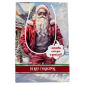 Custom Name Gift Bag Coolest Santa Claus Holiday Medium Cadeauzakje (Voorkant)