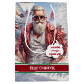 Custom Name Gift Bag Coolest Santa Claus Holiday Medium Cadeauzakje (Voorkant)