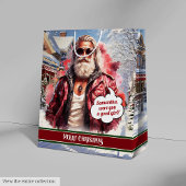 Custom Name Gift Bag Handsome Santa Celebration Medium Cadeauzakje