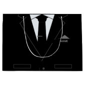 Custom Name Gift Bag met Zakelijk Zwart Kostuum Groot Cadeauzakje (Voorkant)