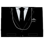 Custom Name Gift Bag met Zakelijk Zwart Kostuum Groot Cadeauzakje (Achterkant)