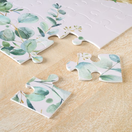 Custom Name Girls Koala Bear Pink & Greenery Legpuzzel (Zijkant)