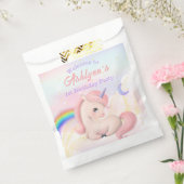 Custom Name Girls Pastel Rainbow Unicorn Bedankzakje (Gezegeld)