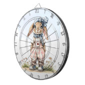 Custom Name girly rabbit blue check bow Dartbord (Voorkant Rechts)