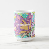 Custom name girly watercolor butterflies Purple Koffiemok (Center)
