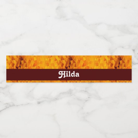 Custom name gold triangles pattern waterfles etiket (Enkel label)