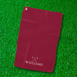 Custom Name Golf Clubs Burgundy Red Golfhanddoek