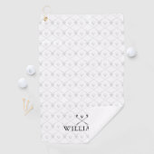 Custom Name Golf Clubs Pattern Black And White Golfhanddoek (Insitu)