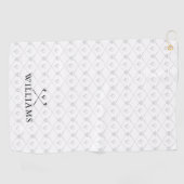 Custom Name Golf Clubs Pattern Black And White Golfhanddoek (Horizontaal)