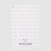 Custom Name Golf Clubs Pattern Black And White Golfhanddoek (Voorkant)