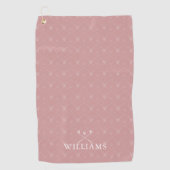 Custom Name Golf Clubs Pattern Dusty Rose Pink Golfhanddoek (Voorkant)