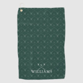 Custom Name Golf Clubs Pattern Emerald Green Golfhanddoek (Voorkant)