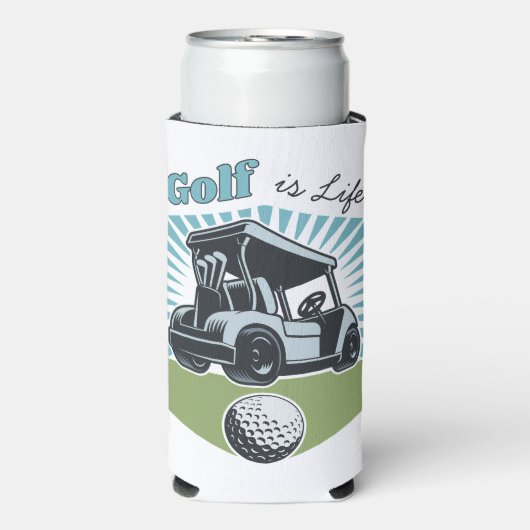 Custom Name Golf is het leven Seltzer Blikjeskoeler (Seltzer Voorkant)