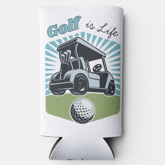 Custom Name Golf is het leven Seltzer Blikjeskoeler (Voorkant)