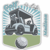 Custom Name Golf is het leven Sticker (Voorkant)