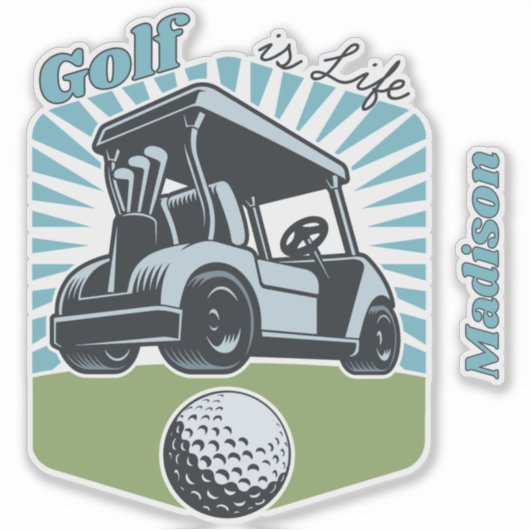 Custom Name Golf is het leven Sticker (Voorkant)