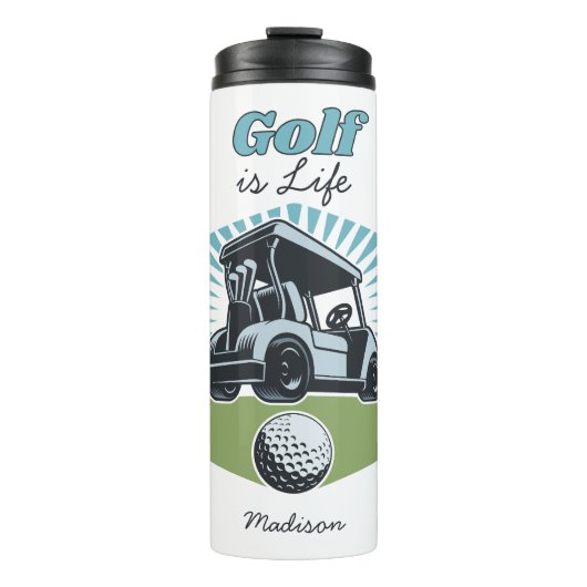 Custom Name Golf is het leven Thermosbeker (Voorkant)