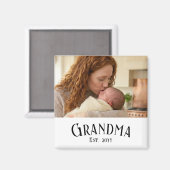 Custom Name Grandma Est Year Photo Gift Magneet (Voorkant / Achterkant)