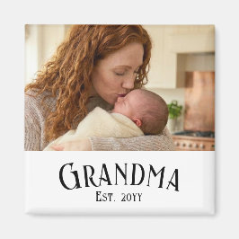 Custom Name Grandma Est Year Photo Gift Magneet