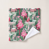 Custom name green and pink Christmas preppy towel Bad Handdoek (Wasdoekje)