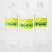 Custom name green frogs on yellow waterfles etiket (Flessen)