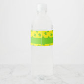 Custom name green frogs on yellow waterfles etiket (Achterkant)