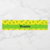 Custom name green frogs on yellow waterfles etiket (Enkel label)