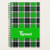 Custom name green plaid pattern planner (Voorkant)