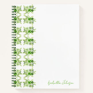 Custom Name Green Watercolor Floral Notebook Notitieboek