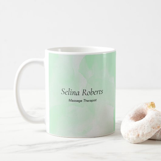 Custom name green watercolor koffiemok (Met donut)