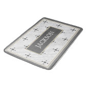 Custom Name Grey 4-puntige ster Faux Hexagon Tegel Badmat (Gekanteld)