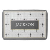 Custom Name Grey 4-puntige ster Faux Hexagon Tegel Badmat (Voorkant)