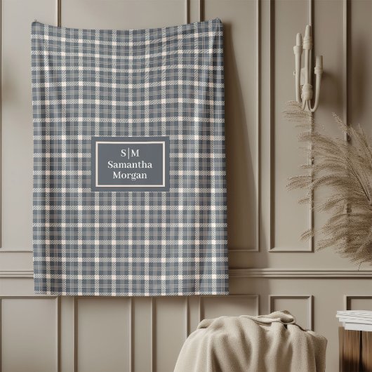 Custom Name Grey Blanket Chic Minimalist Style Fleece Deken
